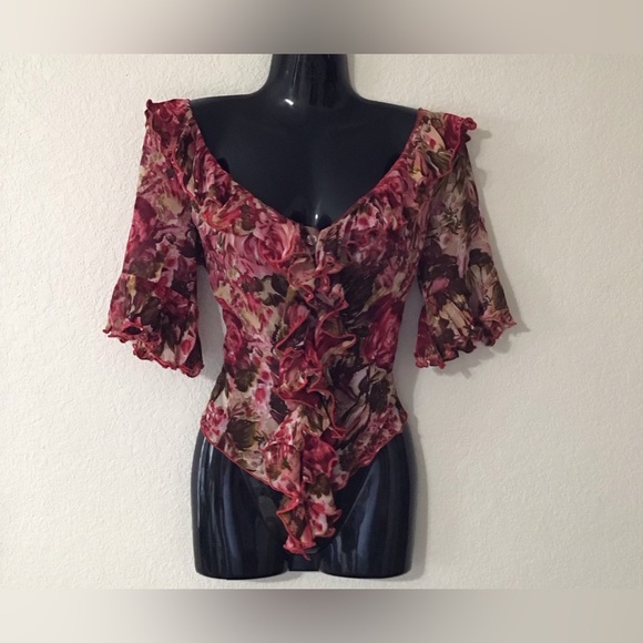 Miss Bita Tops - Women’s ruffled floral blouse. Size S